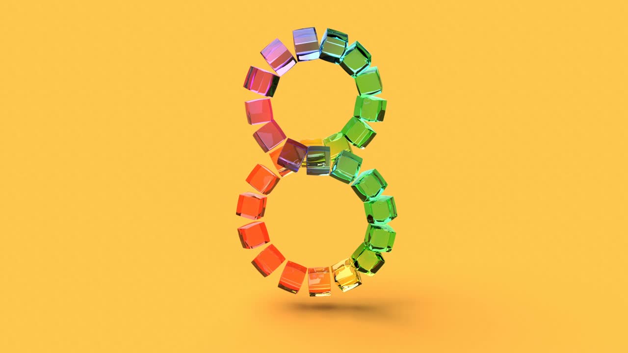 8 кубиков и сфер стекла, способных к беспрепятственному циклу 4k