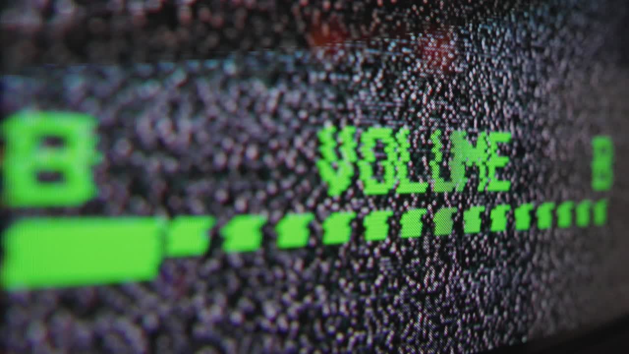 ruido de la televisión sin volumen de la señal audio hud bucle macro lateral