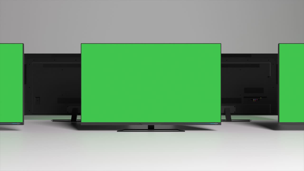 다중 플래트 스크린 tv와 그린 스크린