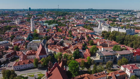 beautiful aerial hyperlapse of the capital of lithuania - vilnius