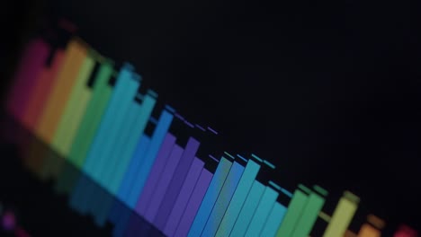 music equalizer bar. audio waveform equalizer on black background loop animation. music or sound wave footage. color sound equalizer abstract. gradient spectrum bar music graph. glowing and pulsing.