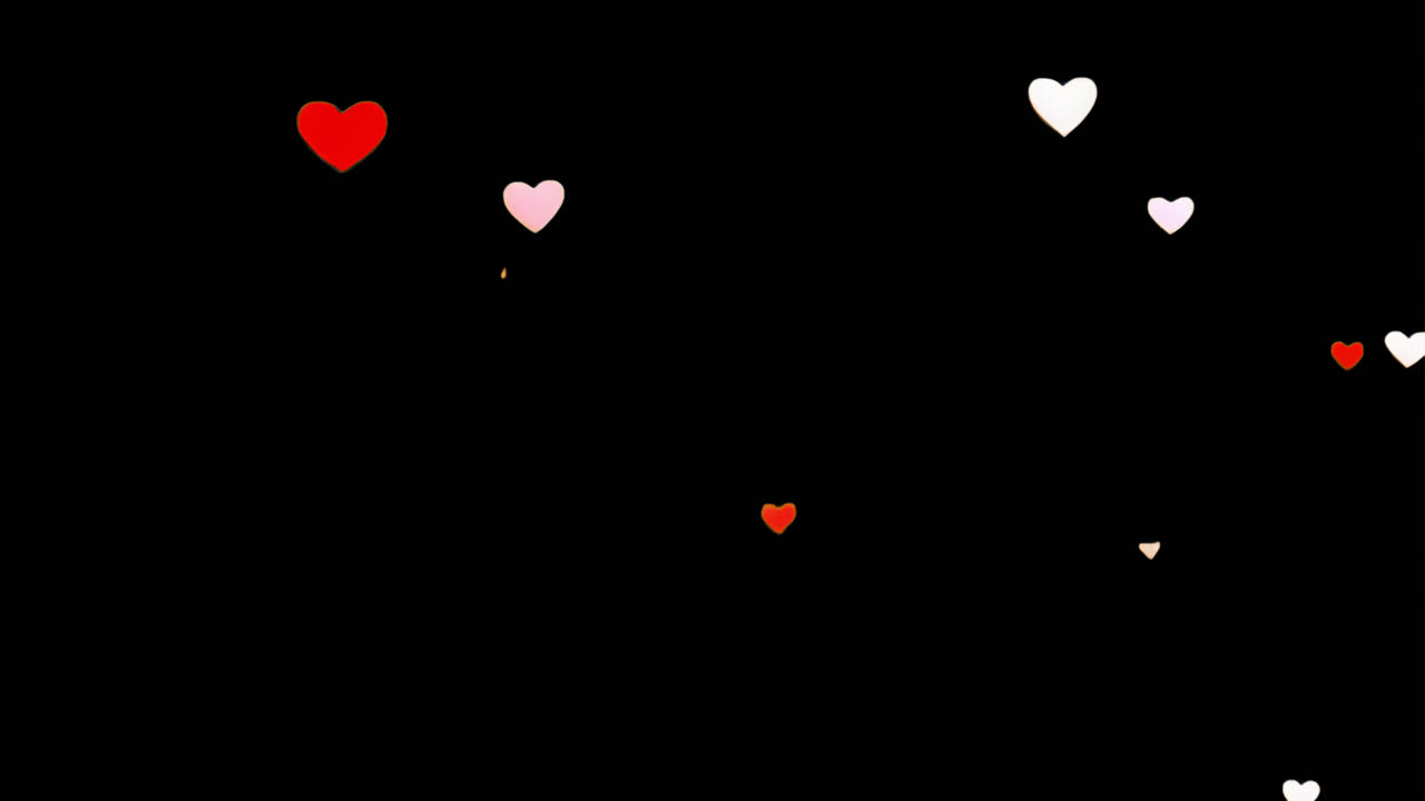 Floating hearts animated overlay, transparent 4K video, alpha channel, ProRes 4444