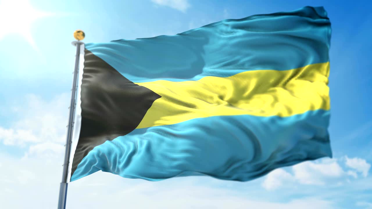 바하마 발의 3d 렌더링 영상: 아름다운 섬유 천 줄이 흔들리고 있습니다.