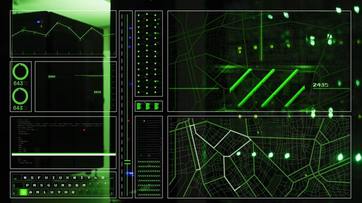 Animation of data processing over server room
