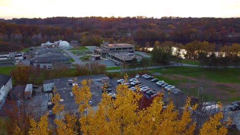 aerial view of an industrial zone with storage facility in montreal, quebec
