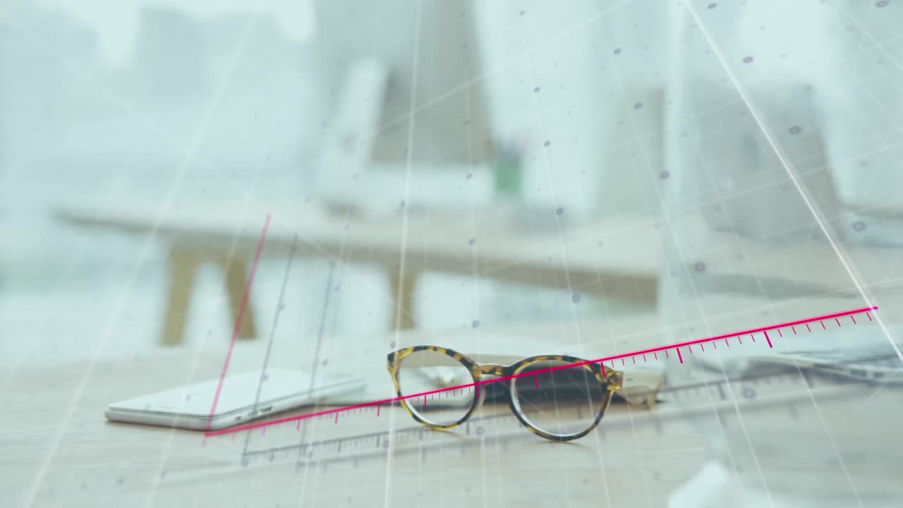 animación del procesamiento de datos estadísticos contra el cierre del equipo en el escritorio