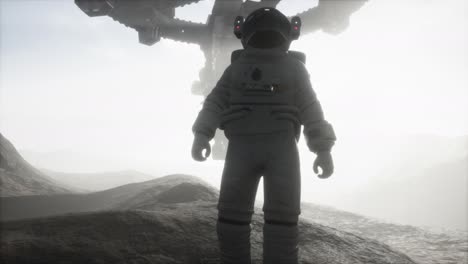 astronaut walking on an mars planet