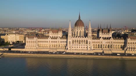 beautiful aerial view of hungarian parliament in budapest at daytime