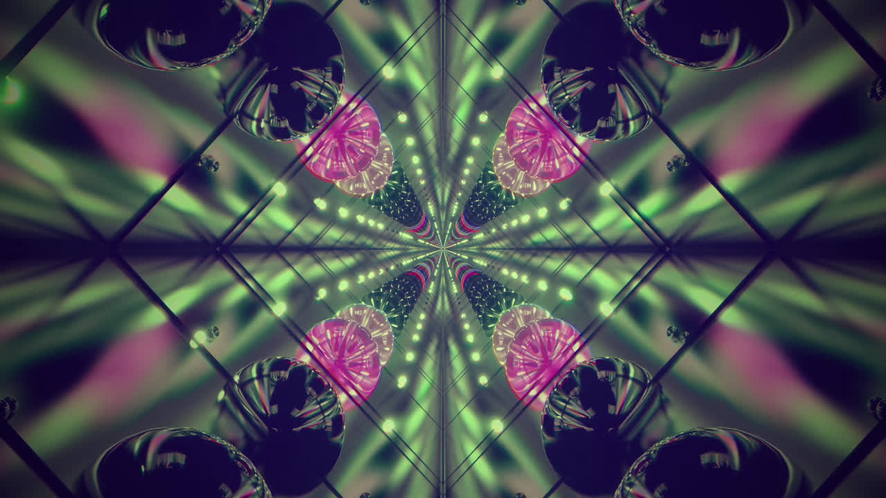 A mesmerizing tunnel of lights pulsates with vibrant colors, creating a captivating visual display. The seamless loop enhances the immersive atmosphere, making it ideal for screensavers