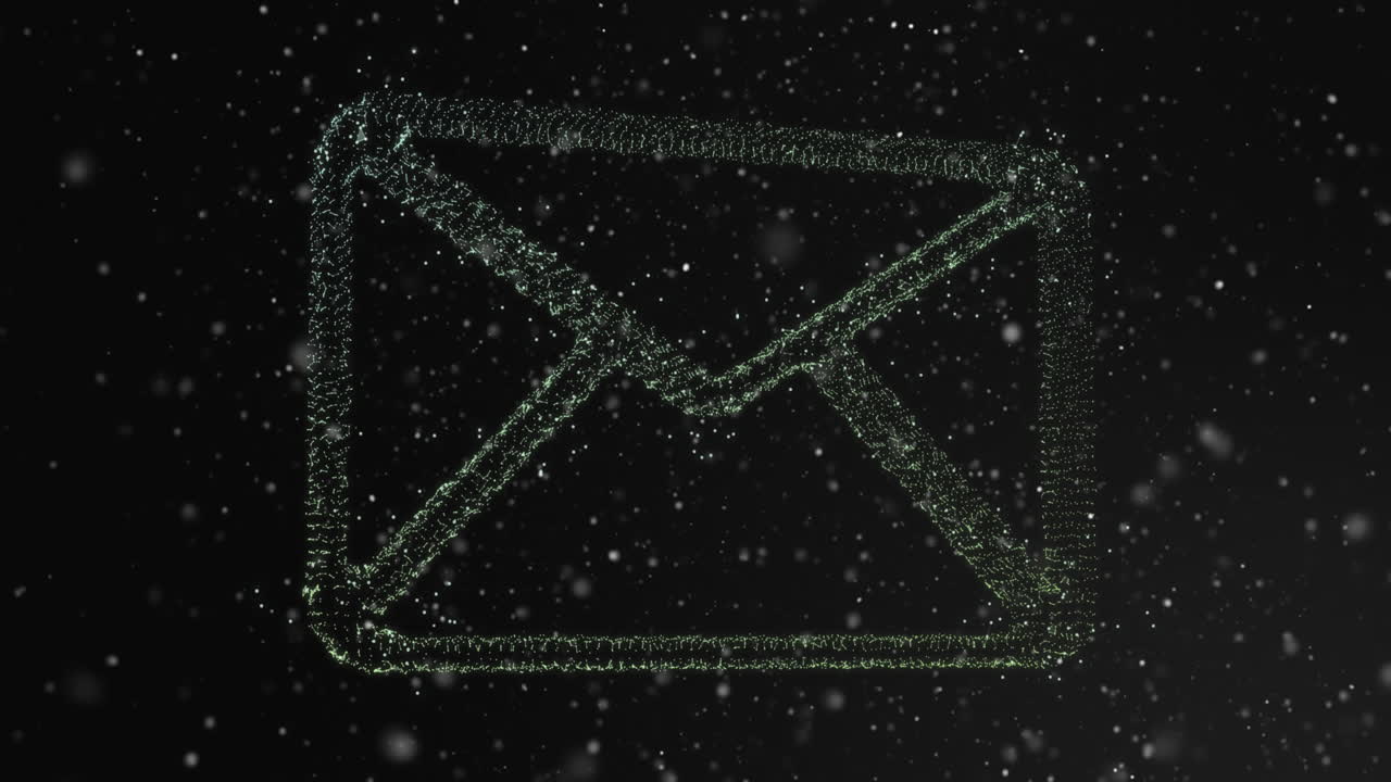 검은 바탕에 메시지 아이콘 위에 떠다니는  반점의 애니메이션