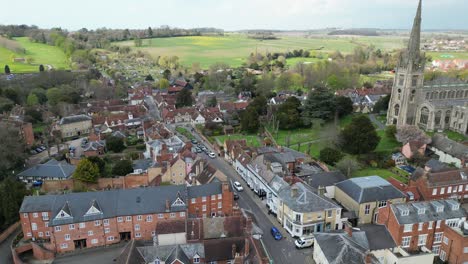 Streets-and-roads-Saffron-Walden-market-town-in-Essex-UK-drone-Aerial-Footage