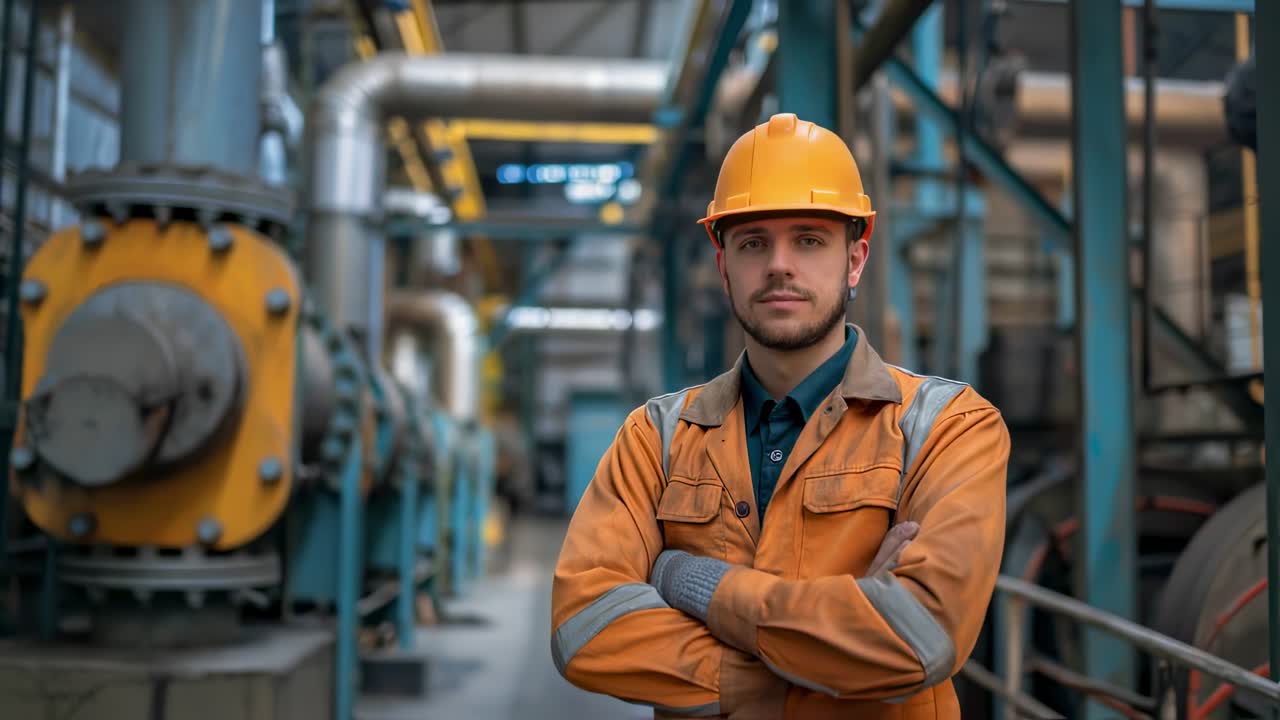 Lavoratore di fabbrica in ambiente industriale