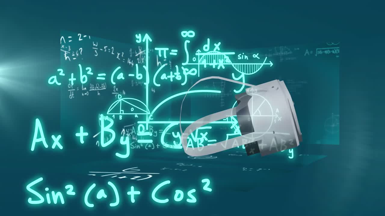 과학적, 수학적 데이터 처리에 대한 vr 헤드 ⁇ 의 애니메이션