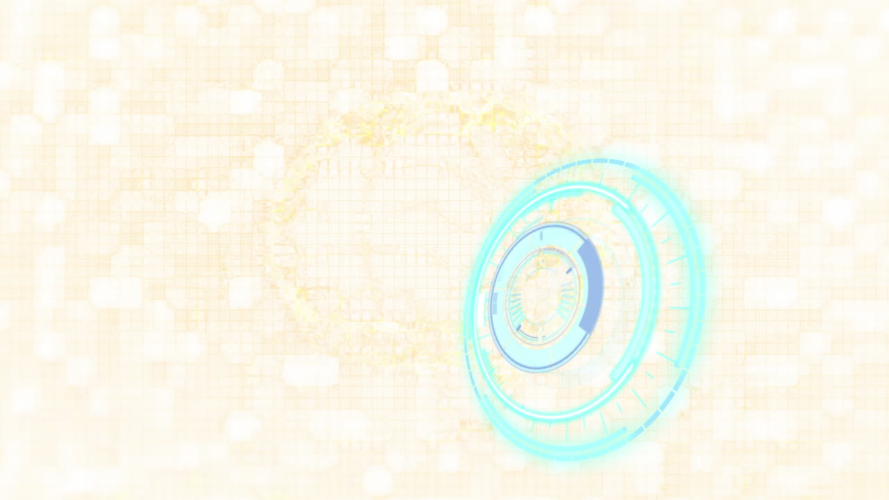 노란색 배경에 빠르게 움직이는 시계와 인간의 뇌가 회전하는 애니메이션