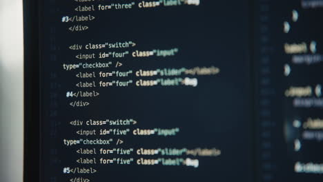 close-up of html code on a computer screen