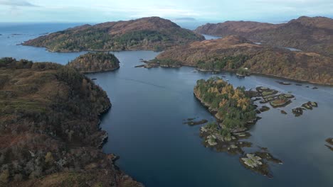 loch moidart on west coast of scotland - aerial