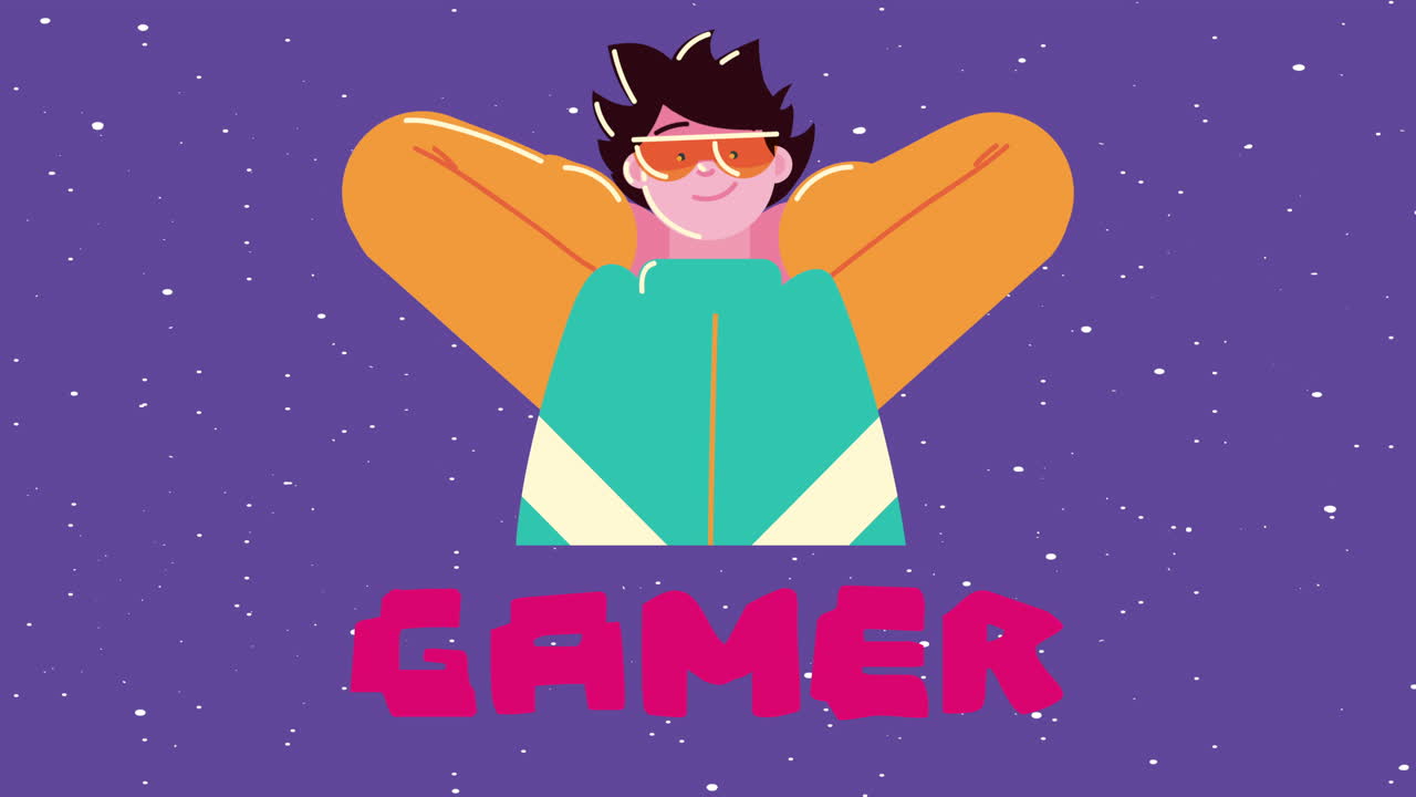 young man gamer relaxing character