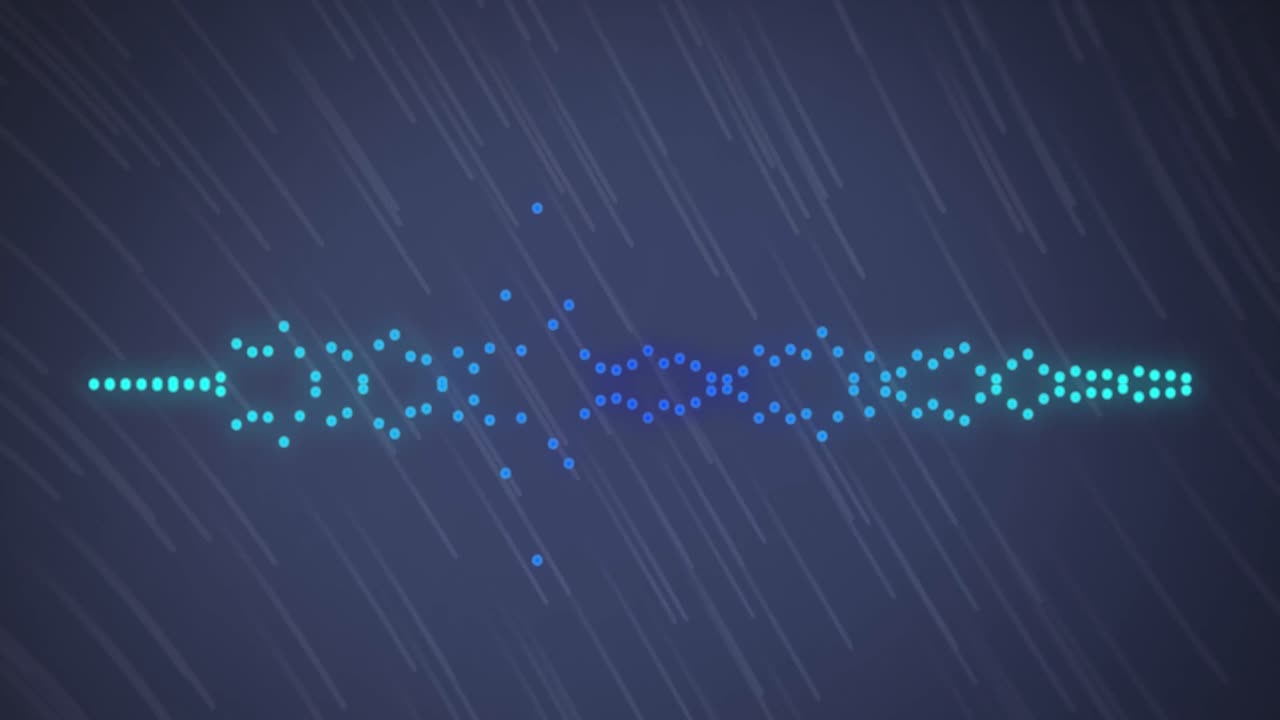 Animation of moving columns over light trails on black background