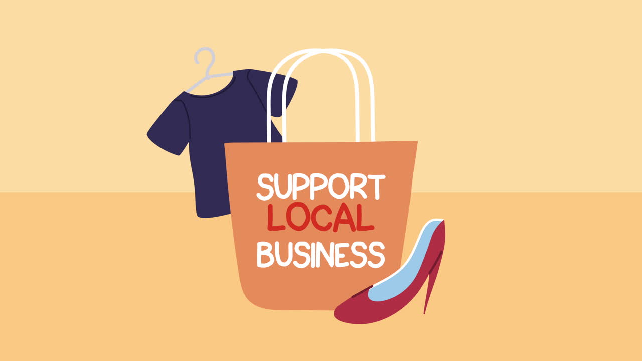 지역 사업 지원 - 옷과 하이힐이 있는 쇼핑 가방