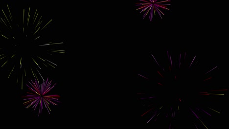 4k multi color fireworks on red background flat style design concept for holiday banner chinese new