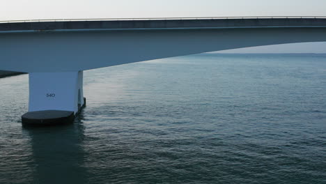 aerial: the famous zeelandbridge during sunset