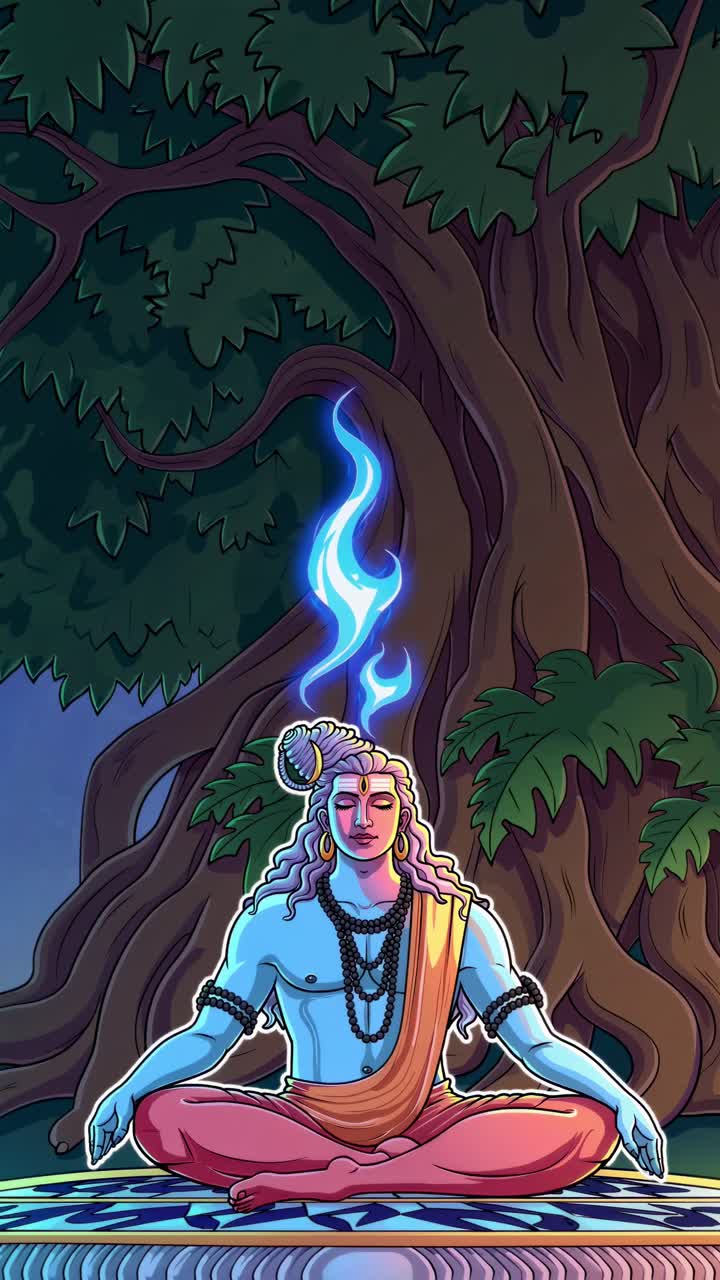 Lord Shiva Meditating Under a Tree