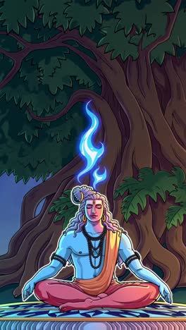 lord shiva meditating under a tree