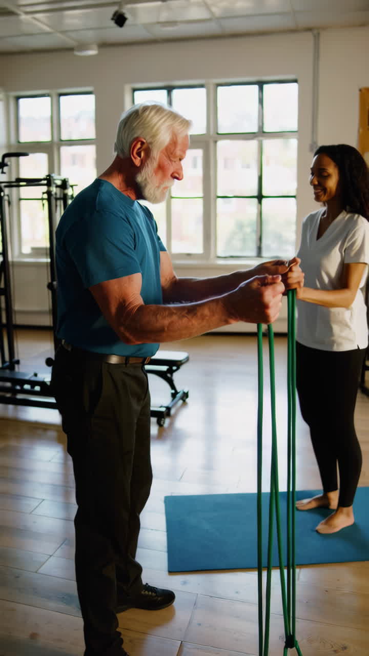 sesión de fisioterapia con banda de resistencia