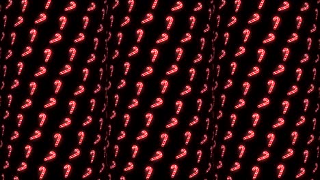 Neon-Christmas-Pattern-Background-of-Candy-Cane-in-Red-White-and-Black-Looping-animation