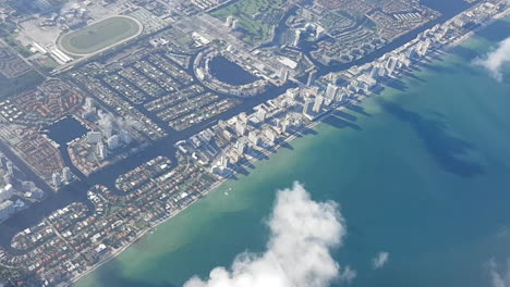 aerial view of miami coast from an airplane