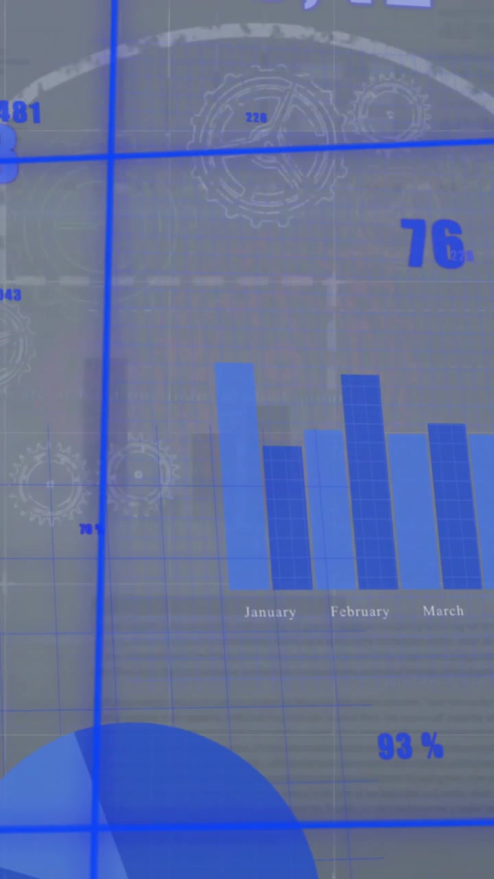 Animation af finansiel databehandling over et gitter på mørk baggrund.