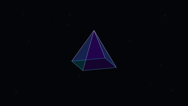 Rotating Geometric Pyramid Animation on Dark Background