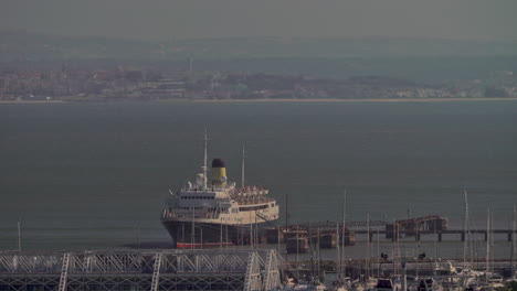 Lisbon-riverfront-with-moored-ship-Portugal