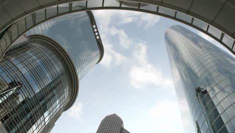 the houston oil company buildings viewed from beneath an arch