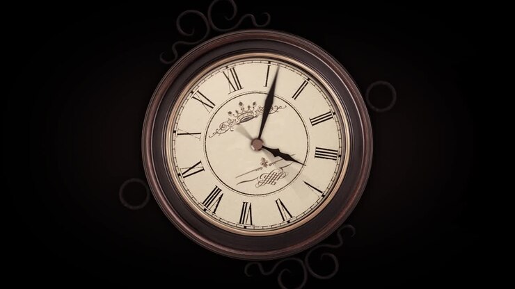 Vintage clock time ticking with acceleration