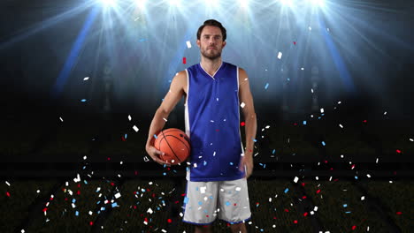 confetti falling over male basketball player