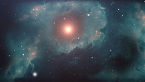 4k universe, flying through bright stars with nebula clouds foreground in space