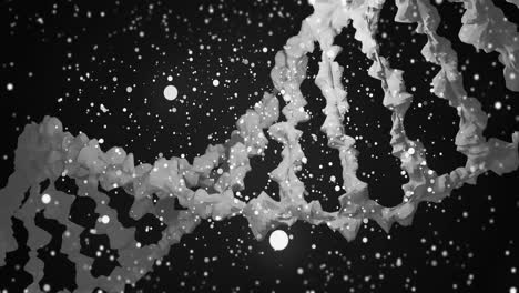 animatie van de dna-streng over witte vlekken die vallen