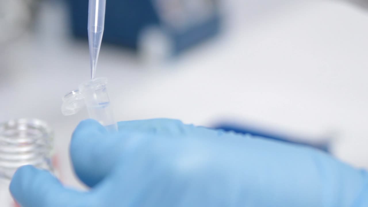 Detail of a test tube in a laboratory taking an example test for research