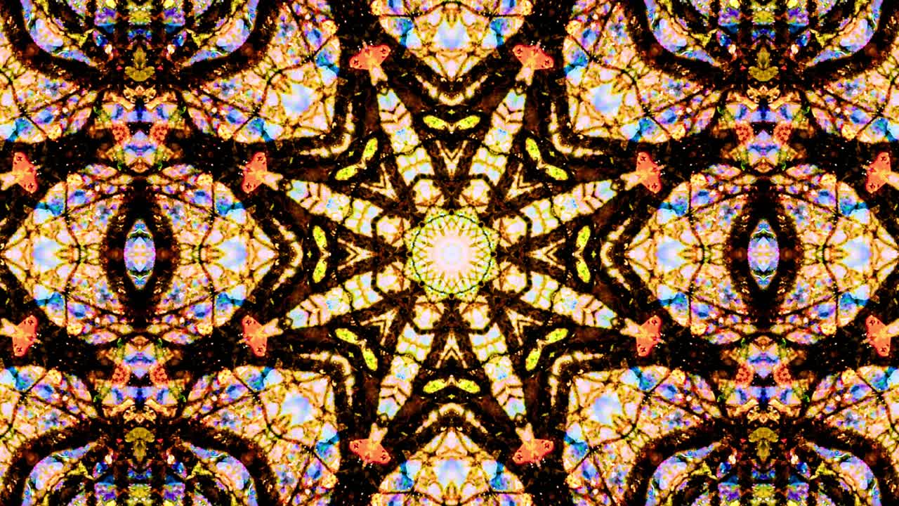 Vibrant Abstract Kaleidoscope Mandala Pattern Morphing Seamlessly