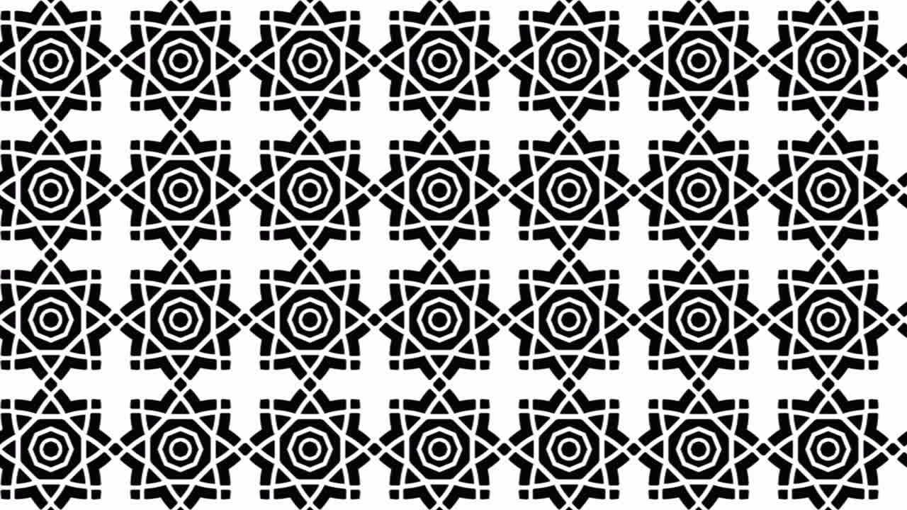 Seamless tile pattern animation with floral signs. Panning