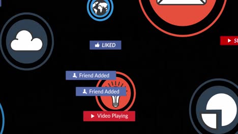Animation-Von-Social-Media-Symbolen-Mit-Texten-über-Symbolen-Auf-Schwarzem-Hintergrund