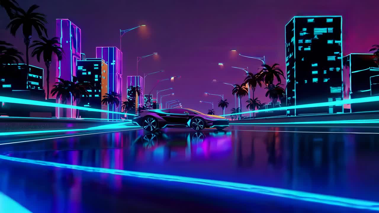 레트로 사이버 크 시티 선 드라이브