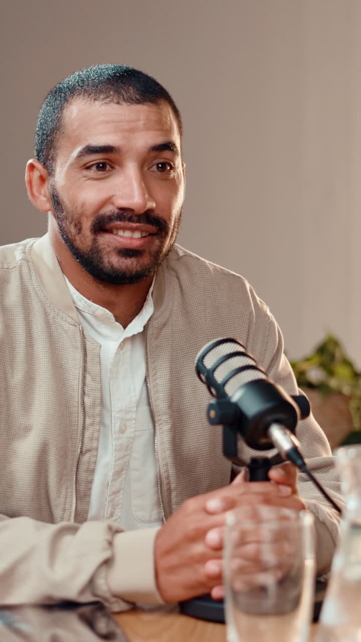 Man Recording a Podcast