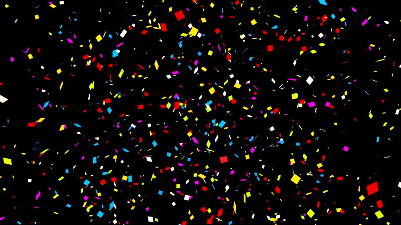 confeti colorido sobre un fondo negro