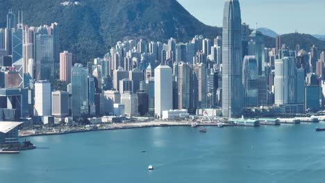 4k tele zoom vista del distrito central de hong kong - ángulo de vista aérea de panorámica lenta desde el cielo.