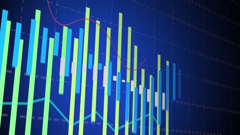 Animation-of-financial-data-processing-on-blue-background