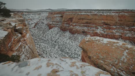 Eine-Tiefe-Wüstenschlucht-Im-Westen-Colorados-Während-Eines-Schneesturms