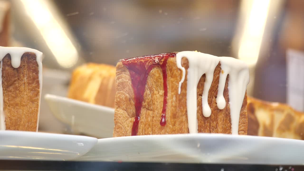 Selection of delicious pastries with icing