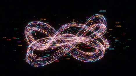 complex infinite loop visualization: a transcendent journey through colorful data patterns and vibrant energy in a captivating abstract motion flow
